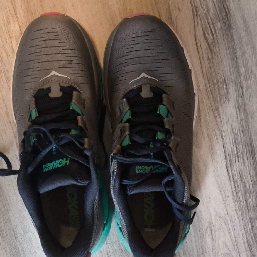 Hoka One One Gray and Teal Athletic Shoes